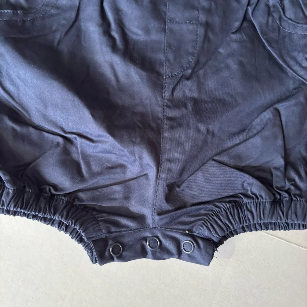 Boardnseorl 12-18 month 80cm. Sailboat navy shorts romper. Bow tie. Cotton/spand